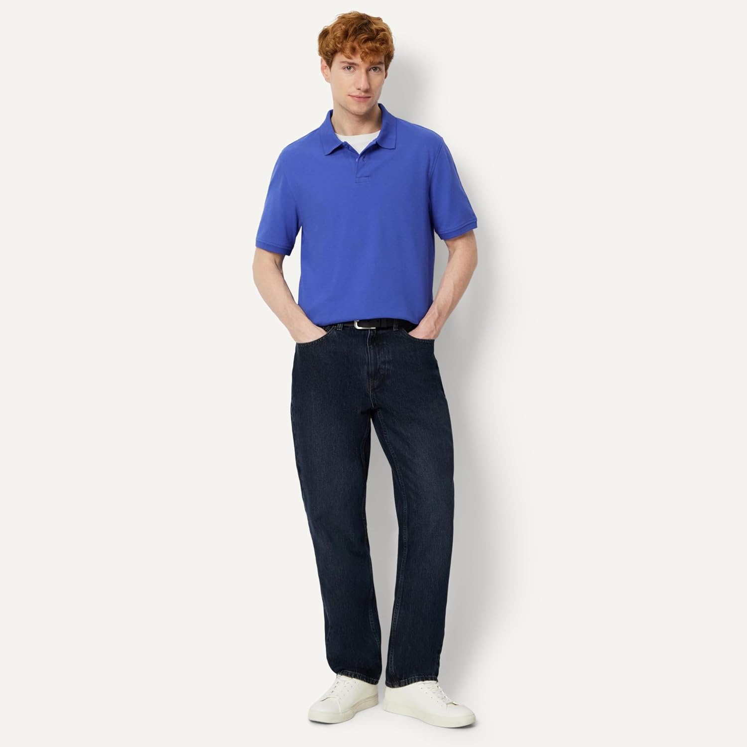 image:imageAmazon Essentials Mens RegularFit Cotton Pique Polo Shirt Short Sleeve Available in Big amp TallBlue