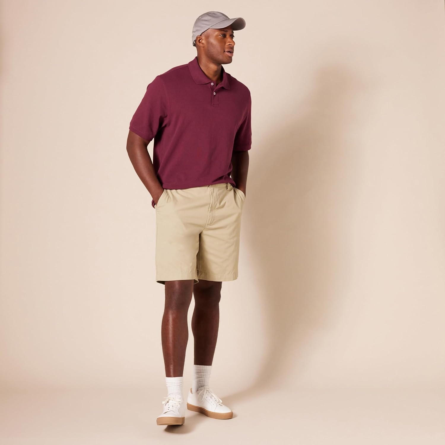 image:imageAmazon Essentials Mens RegularFit Cotton Pique Polo Shirt Short Sleeve Available in Big amp TallBurgundy