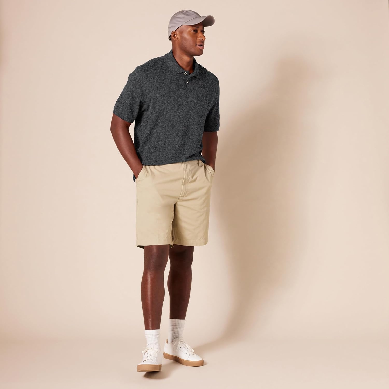 image:imageAmazon Essentials Mens RegularFit Cotton Pique Polo Shirt Short Sleeve Available in Big amp TallCharcoal Heather