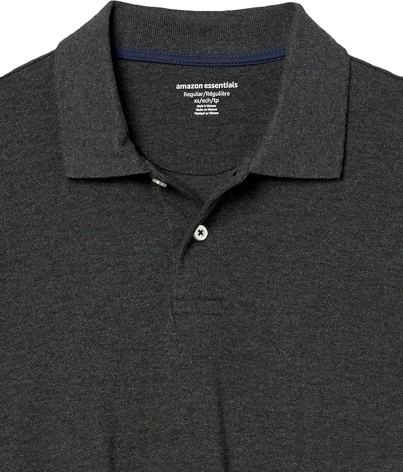 image:imageAmazon Essentials Mens RegularFit Cotton Pique Polo Shirt Short Sleeve Available in Big amp TallCharcoal Heather