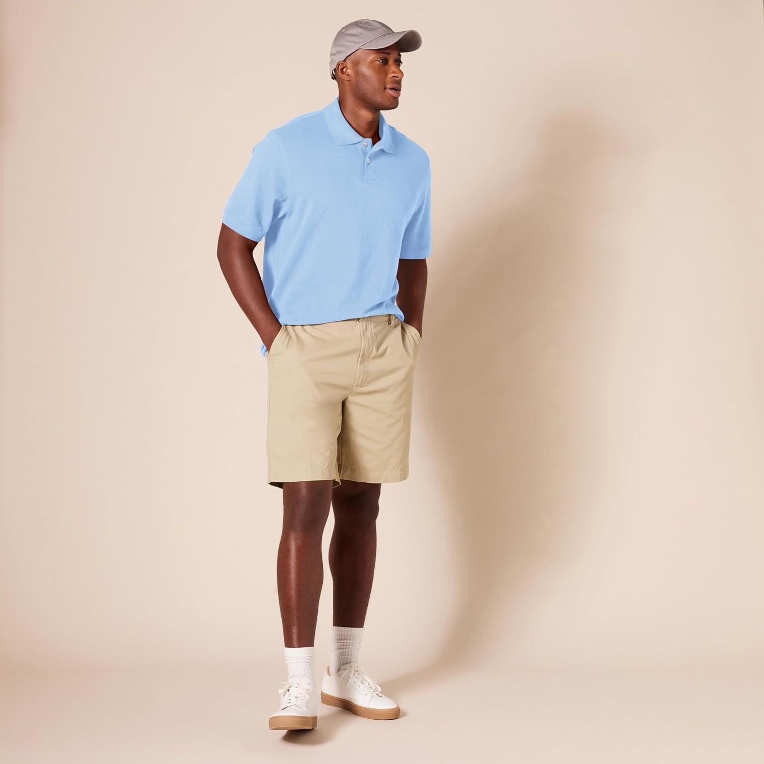 image:imageAmazon Essentials Mens RegularFit Cotton Pique Polo Shirt Short Sleeve Available in Big amp TallFrench Blue