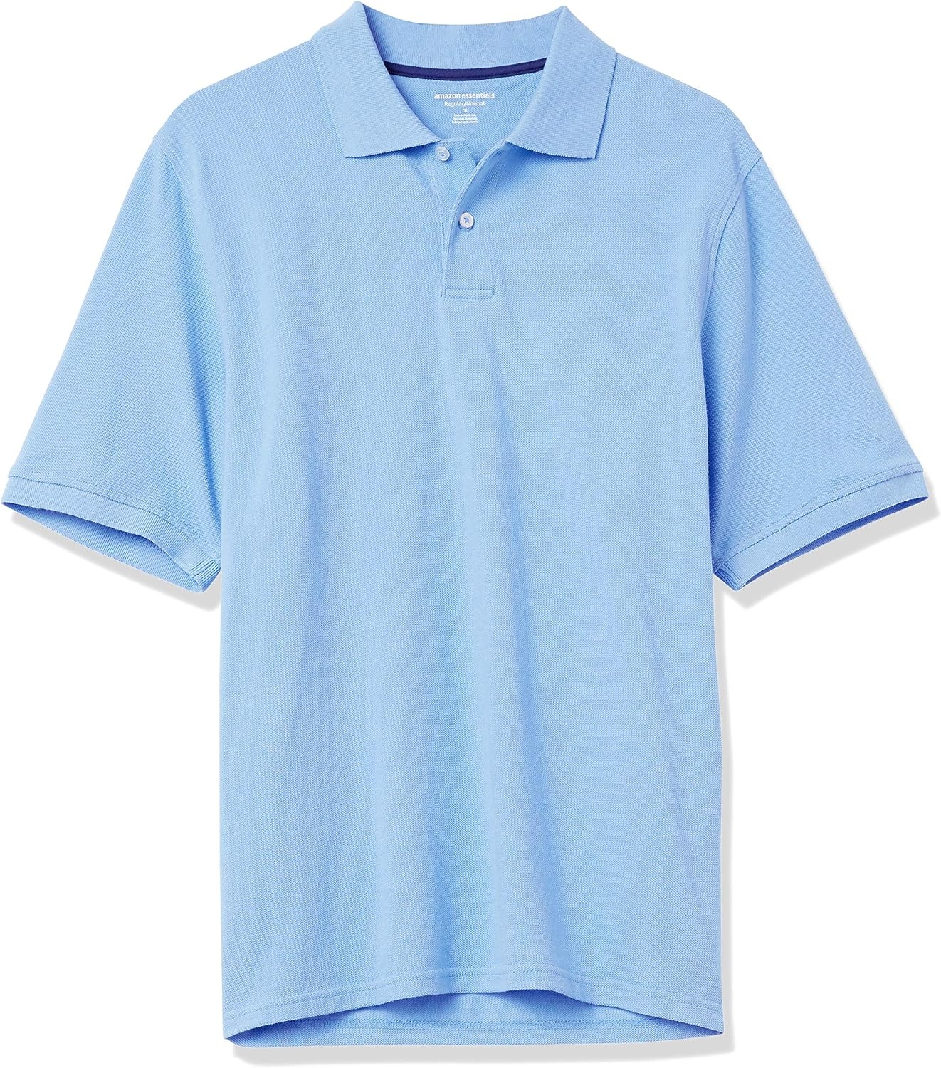 image:imageAmazon Essentials Mens RegularFit Cotton Pique Polo Shirt Short Sleeve Available in Big amp TallFrench Blue