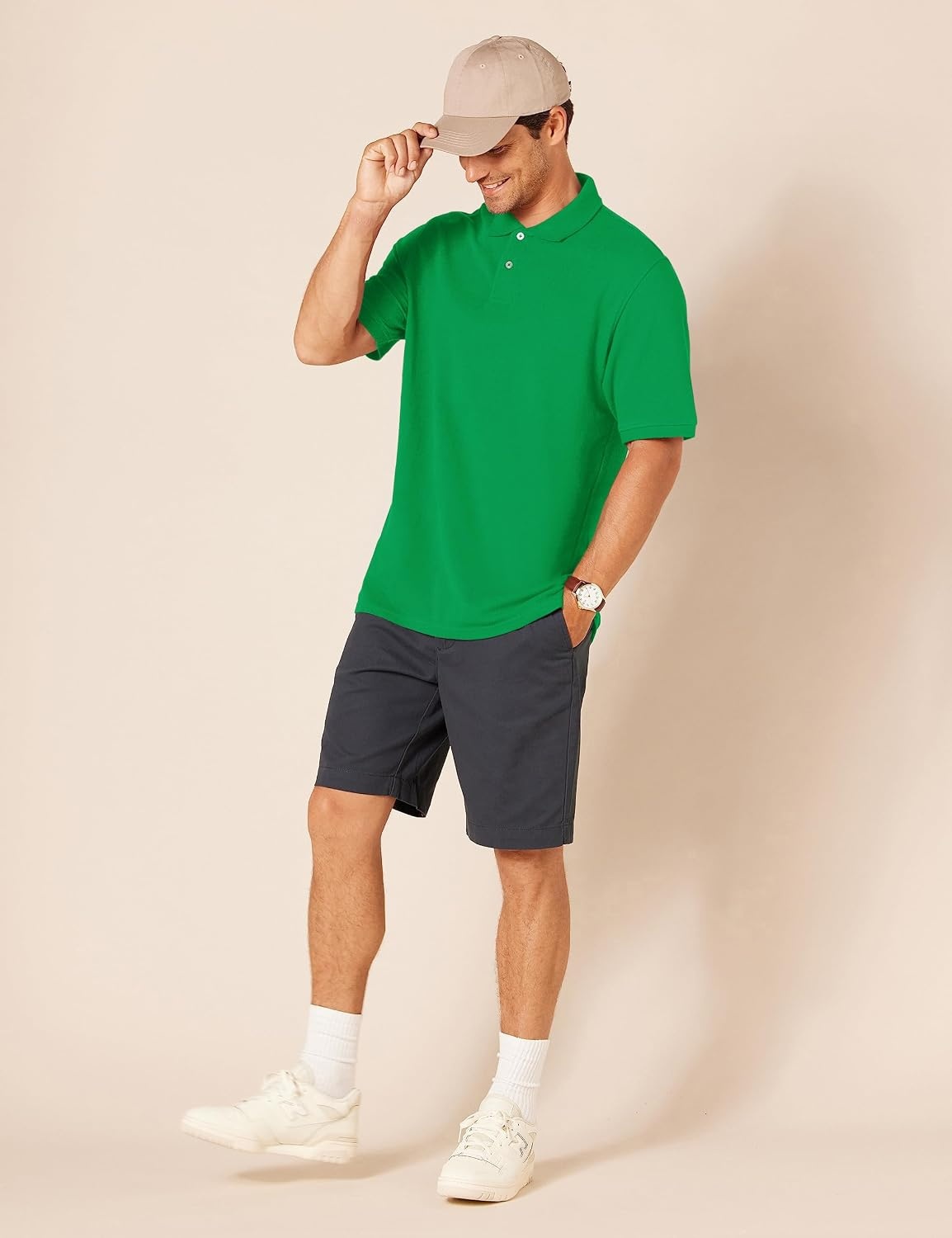 image:imageAmazon Essentials Mens RegularFit Cotton Pique Polo Shirt Short Sleeve Available in Big amp TallGreen