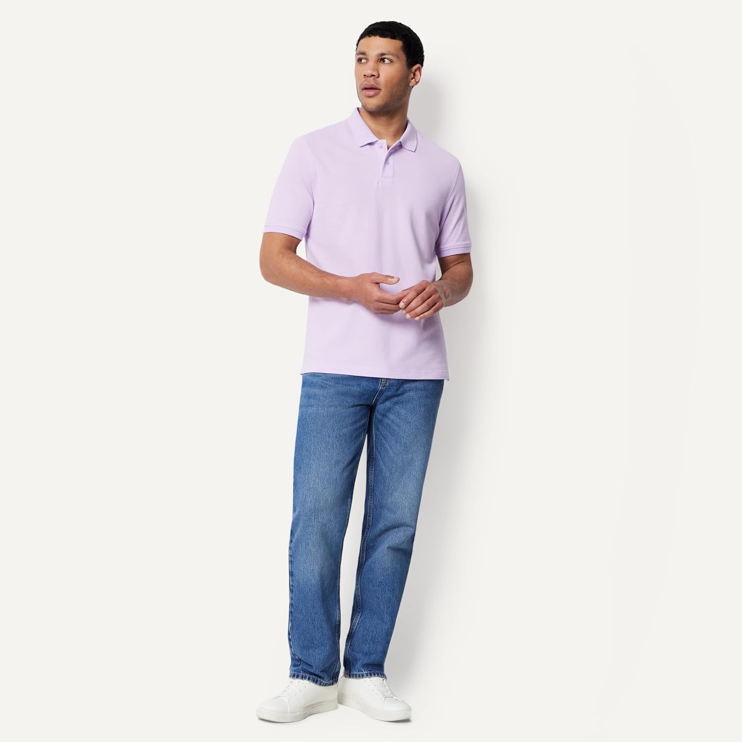 image:imageAmazon Essentials Mens RegularFit Cotton Pique Polo Shirt Short Sleeve Available in Big amp TallLavender