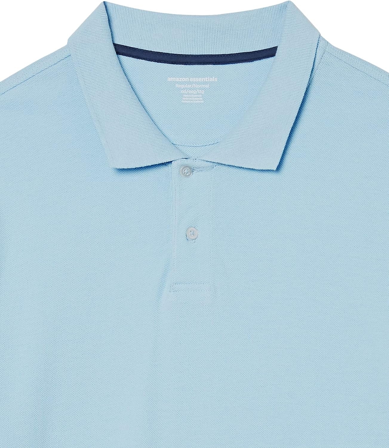 image:imageAmazon Essentials Mens RegularFit Cotton Pique Polo Shirt Short Sleeve Available in Big amp TallLight Blue