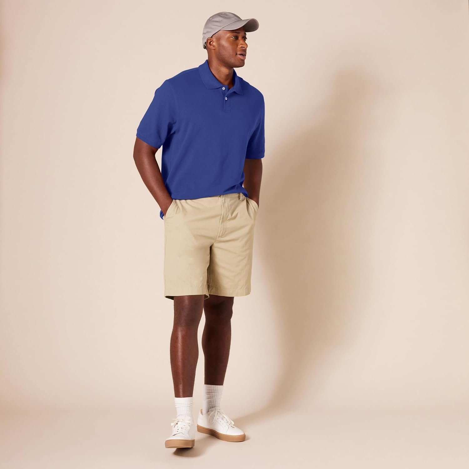 image:imageAmazon Essentials Mens RegularFit Cotton Pique Polo Shirt Short Sleeve Available in Big amp TallNavy