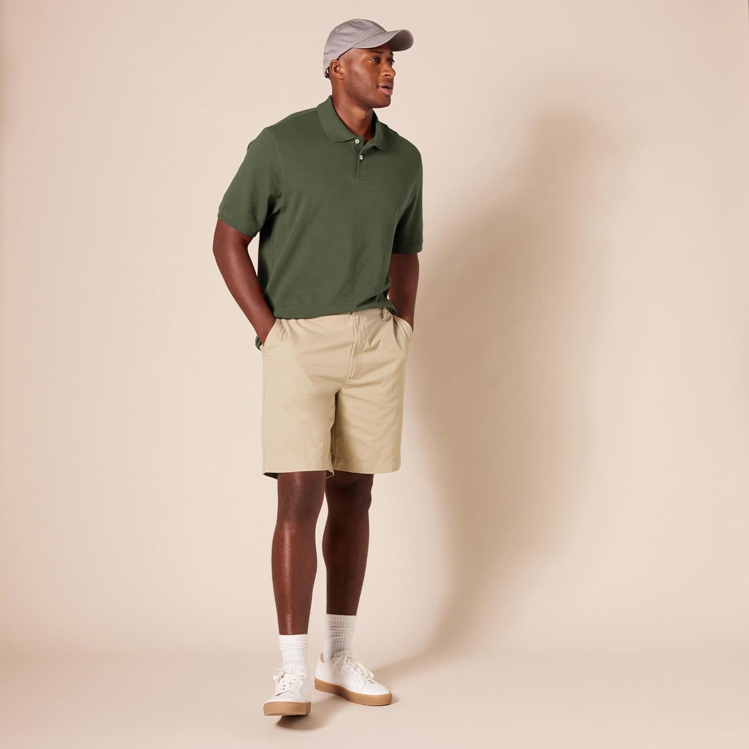 image:imageAmazon Essentials Mens RegularFit Cotton Pique Polo Shirt Short Sleeve Available in Big amp TallOlive