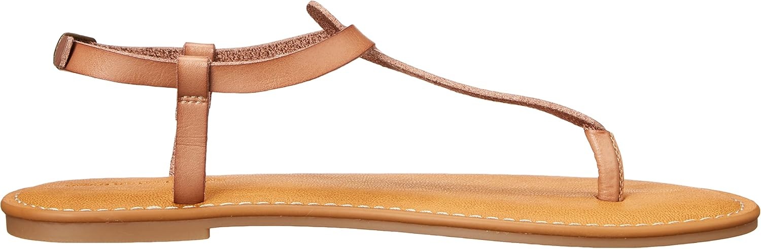 image:imageAmazon Essentials Womens Casual Thong Leather Sandal with Ankle Strap Wide Width AvailableCamel