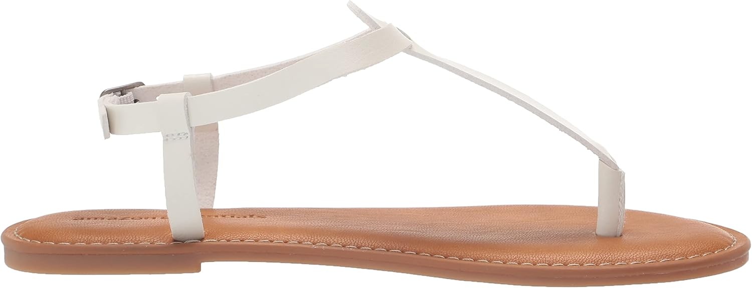 image:imageAmazon Essentials Womens Casual Thong Leather Sandal with Ankle Strap Wide Width AvailableWhite