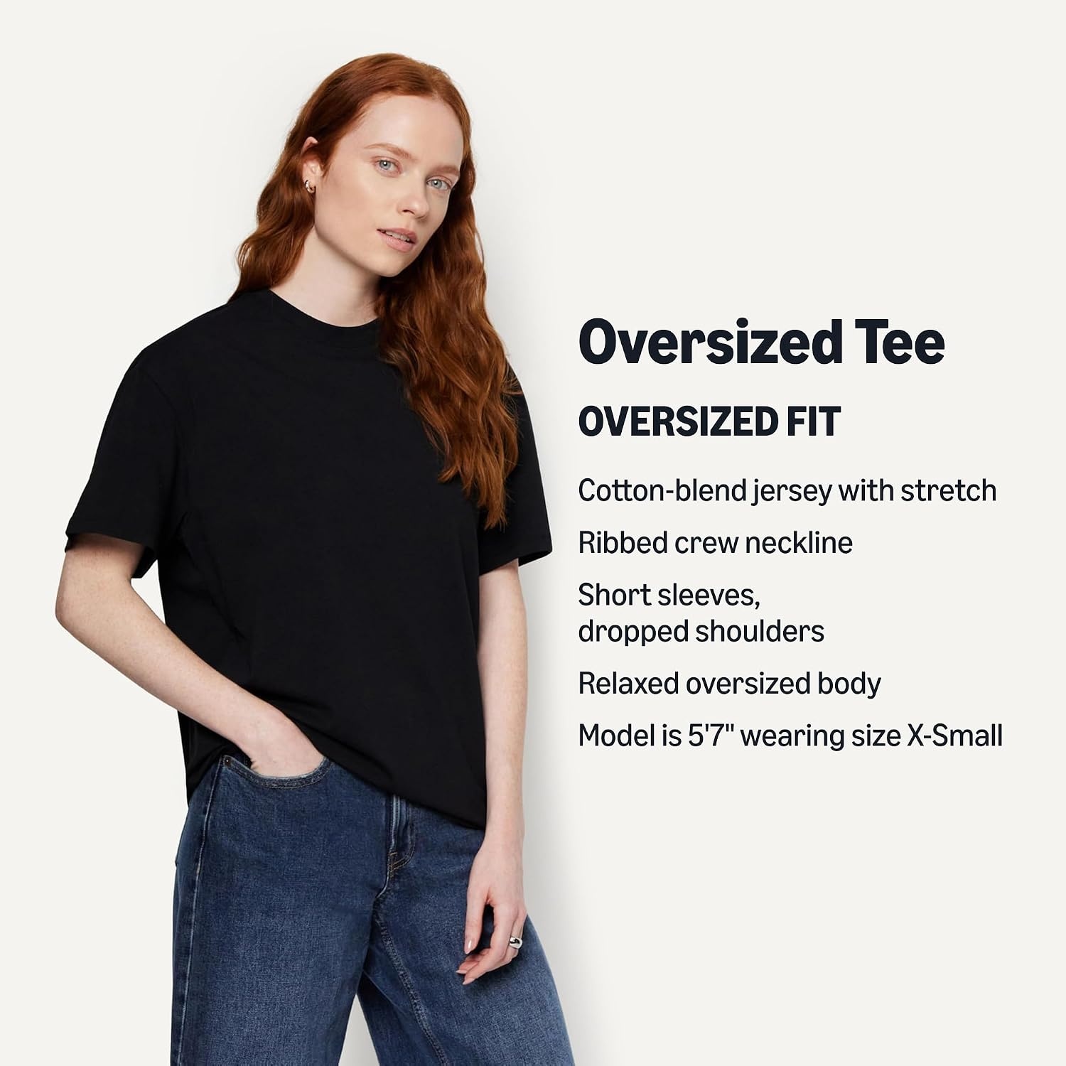 image:imageAmazon Essentials Womens Oversized TShirt Cotton SpanBlack