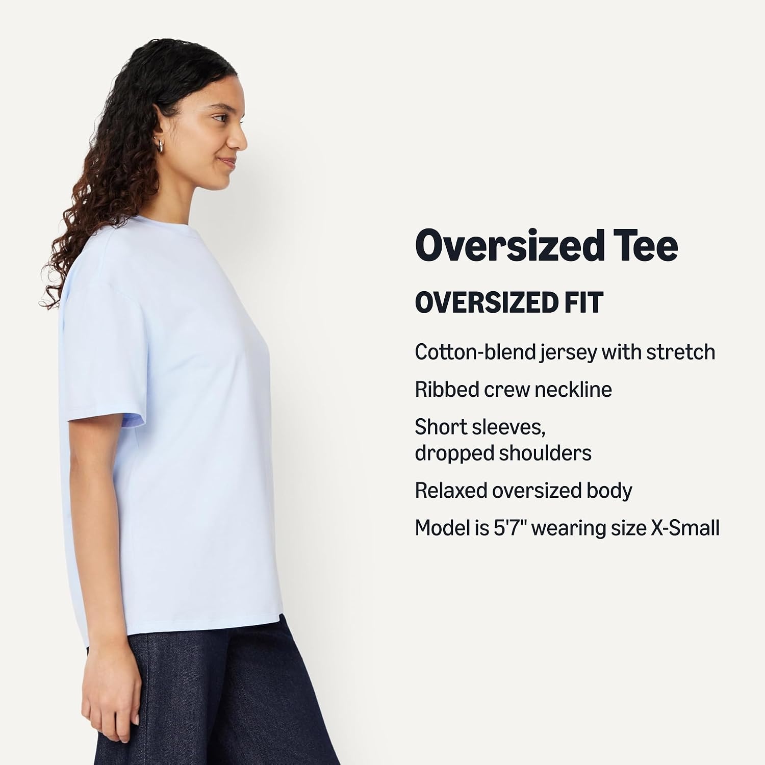 image:imageAmazon Essentials Womens Oversized TShirt Cotton SpanLight Blue