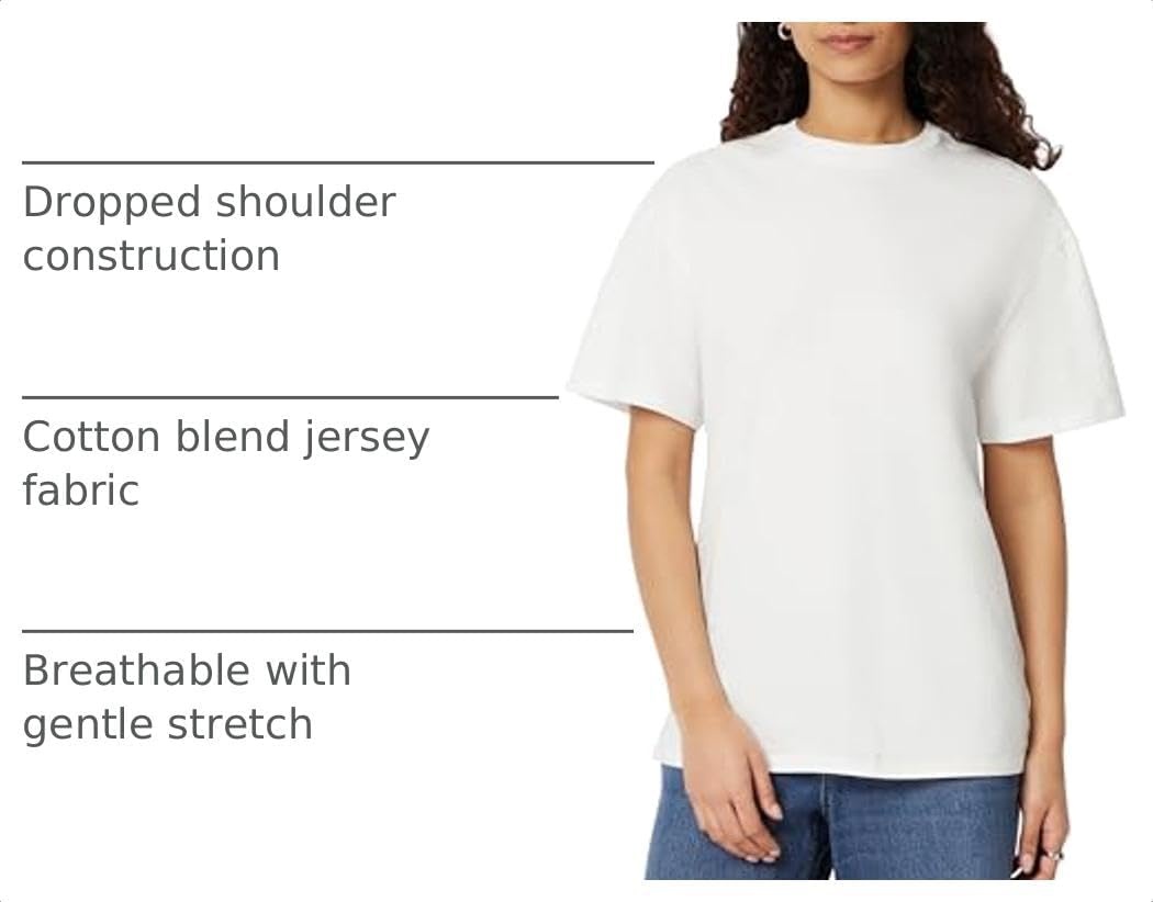 image:imageAmazon Essentials Womens Oversized TShirt Cotton SpanWhite