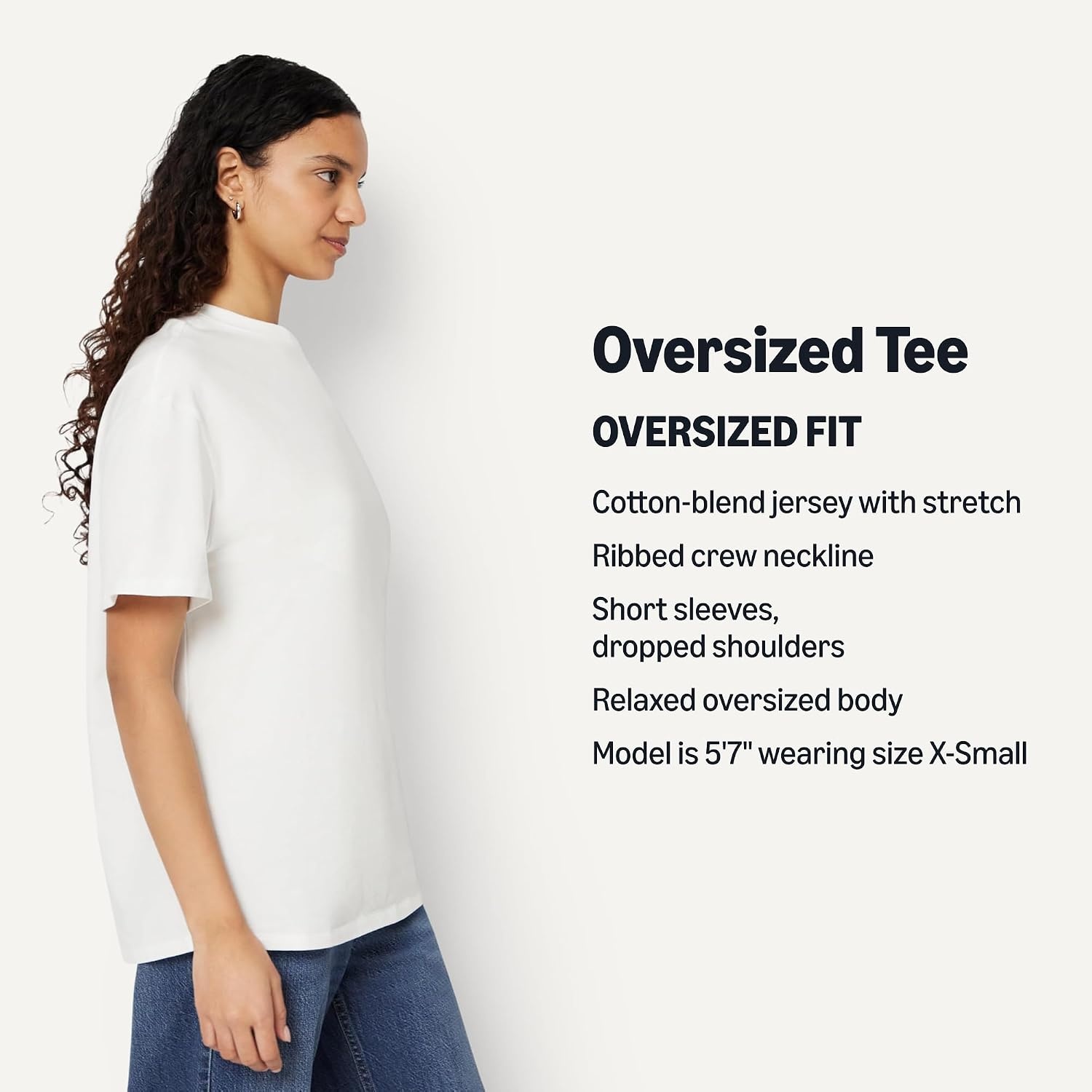 image:imageAmazon Essentials Womens Oversized TShirt Cotton SpanWhite