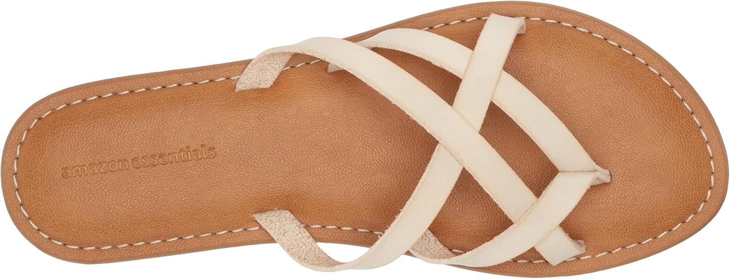 image:imageAmazon Essentials Womens Strappy Slide Flat SandalLight Beige