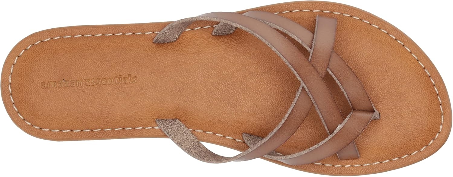 image:imageAmazon Essentials Womens Strappy Slide Flat SandalMushroom Brown