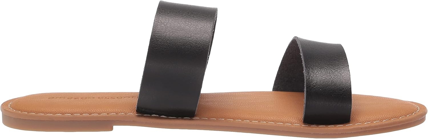 image:imageAmazon Essentials Womens Two Band Slip On Open Toe Fashion Slide SandalBlack