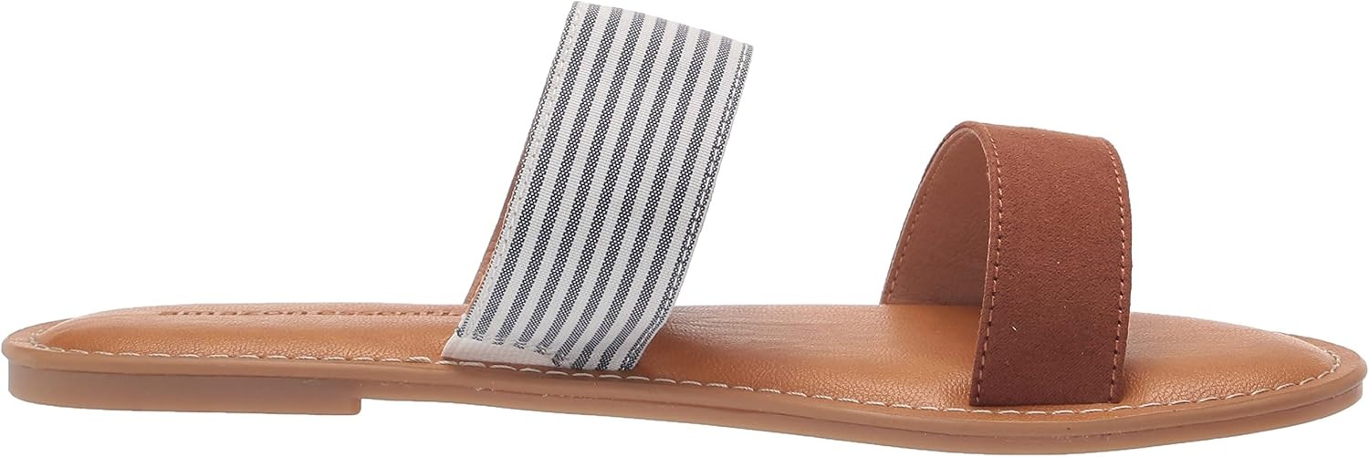 image:imageAmazon Essentials Womens Two Band Slip On Open Toe Fashion Slide SandalLight Blue