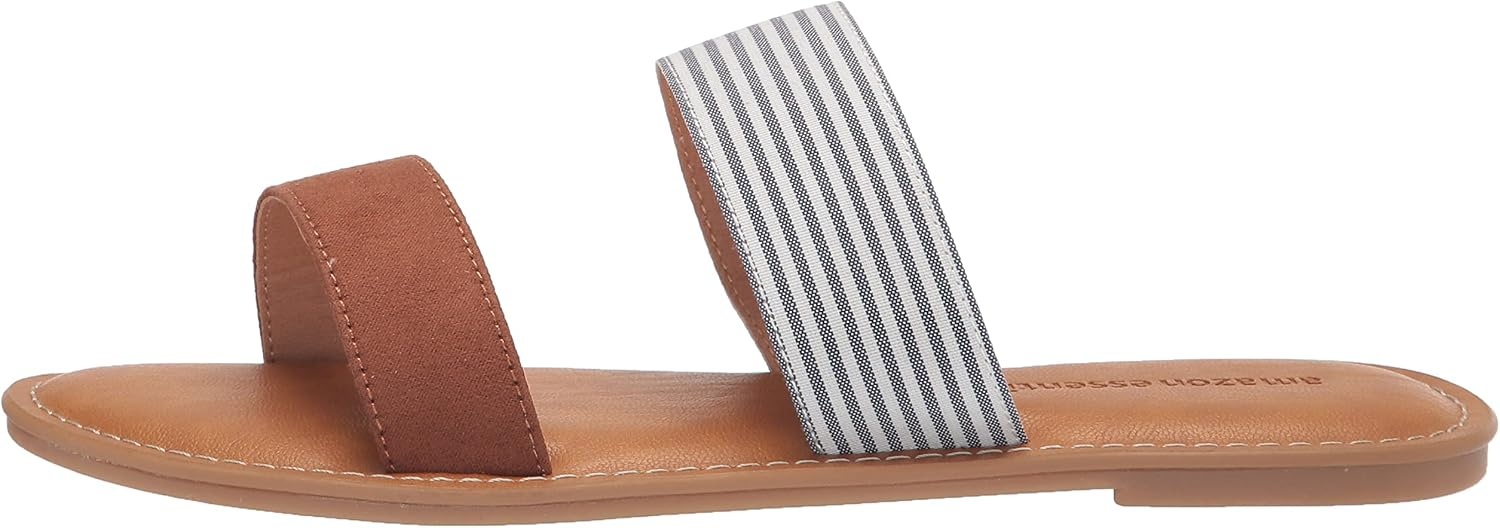 image:imageAmazon Essentials Womens Two Band Slip On Open Toe Fashion Slide SandalLight Blue