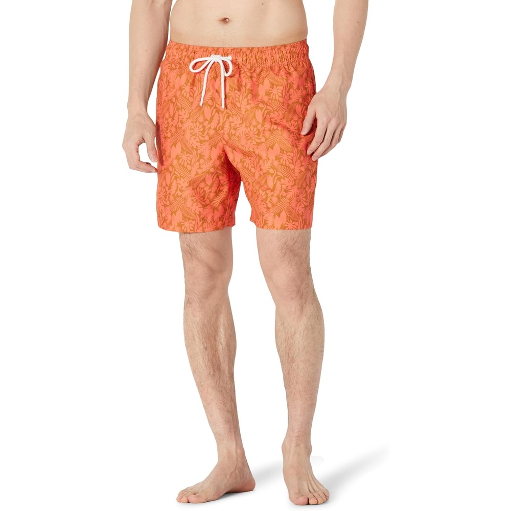 image:imageAmazon Essentials Mens 7 QuickDry Swim Trunk Lightweight BreathableCaramel Coral Tropical Leaves