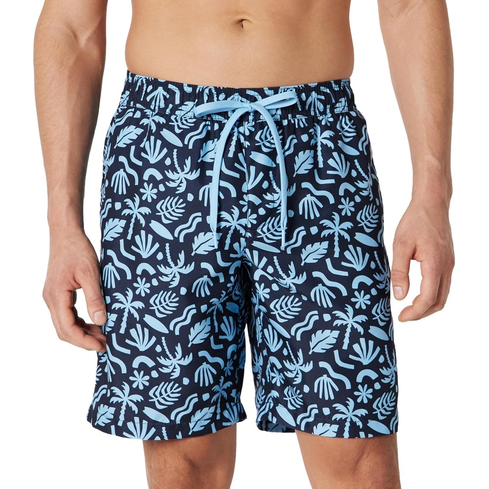 image:imageAmazon Essentials Mens 9 QuickDry Lightweight Breathable Swim Trunk with Mesh LinerNavy Tropical