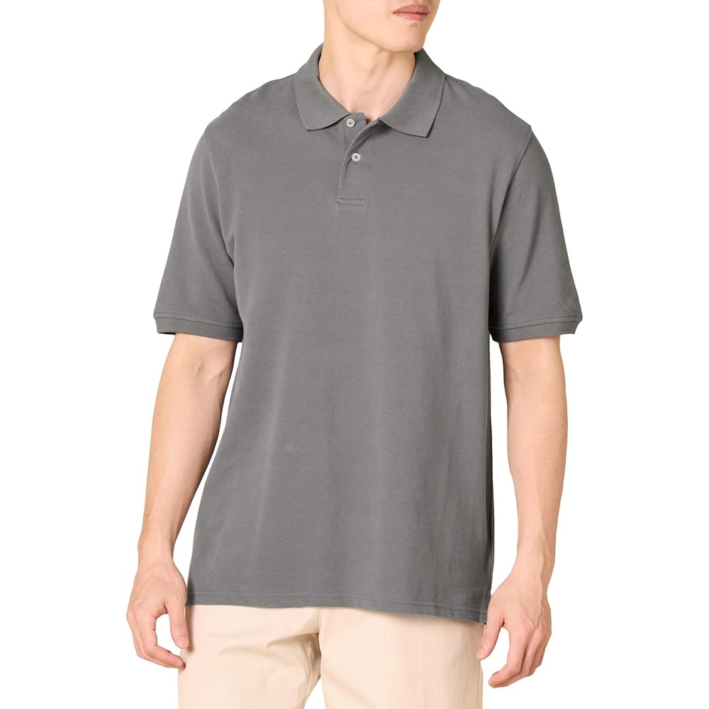 image:imageAmazon Essentials Mens RegularFit Cotton Pique Polo Shirt Short Sleeve Available in Big amp TallGrey
