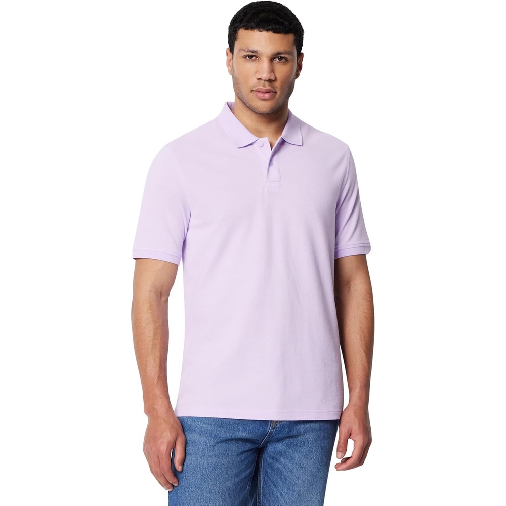 image:imageAmazon Essentials Mens RegularFit Cotton Pique Polo Shirt Short Sleeve Available in Big amp TallLavender