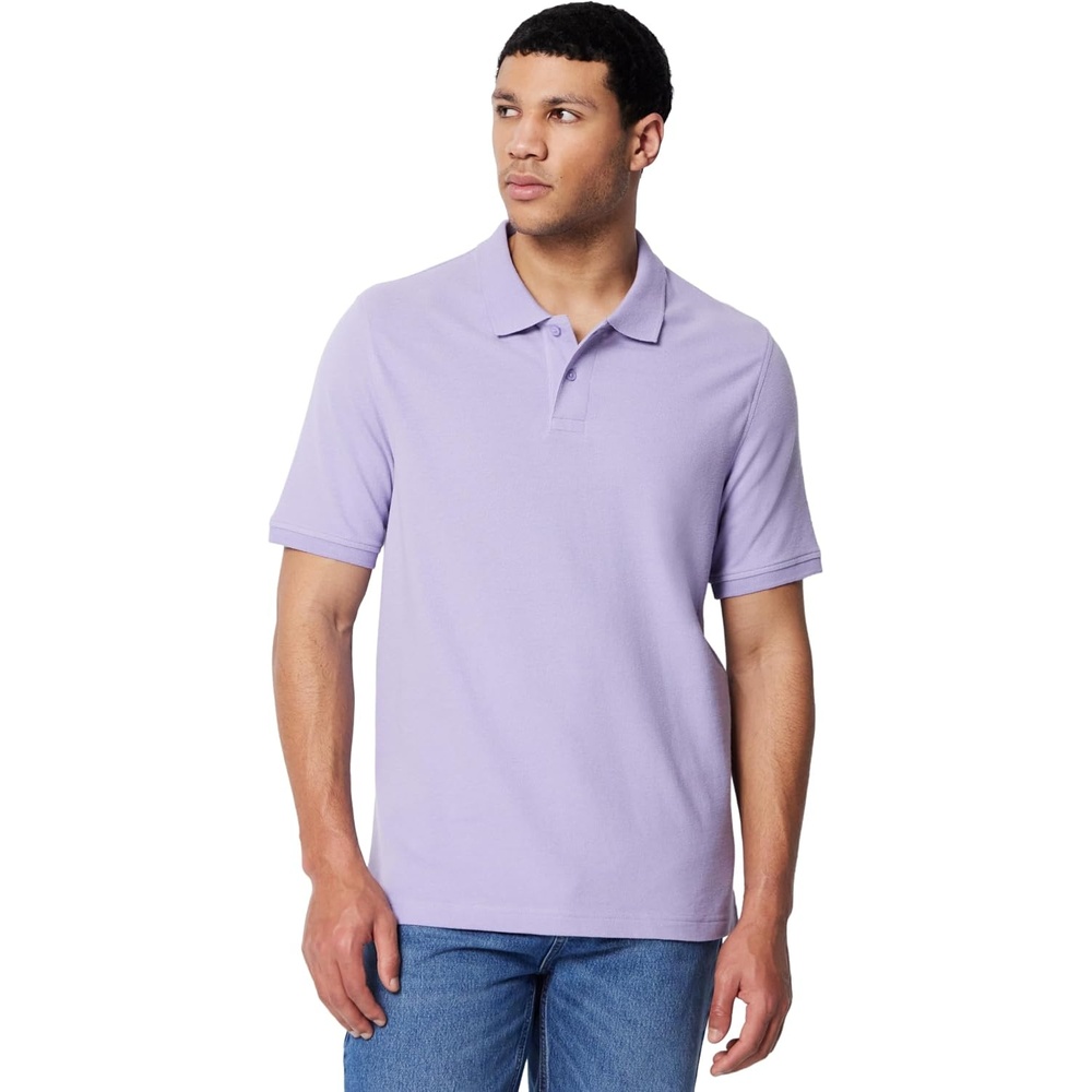 image:imageAmazon Essentials Mens RegularFit Cotton Pique Polo Shirt Short Sleeve Available in Big amp TallLilac