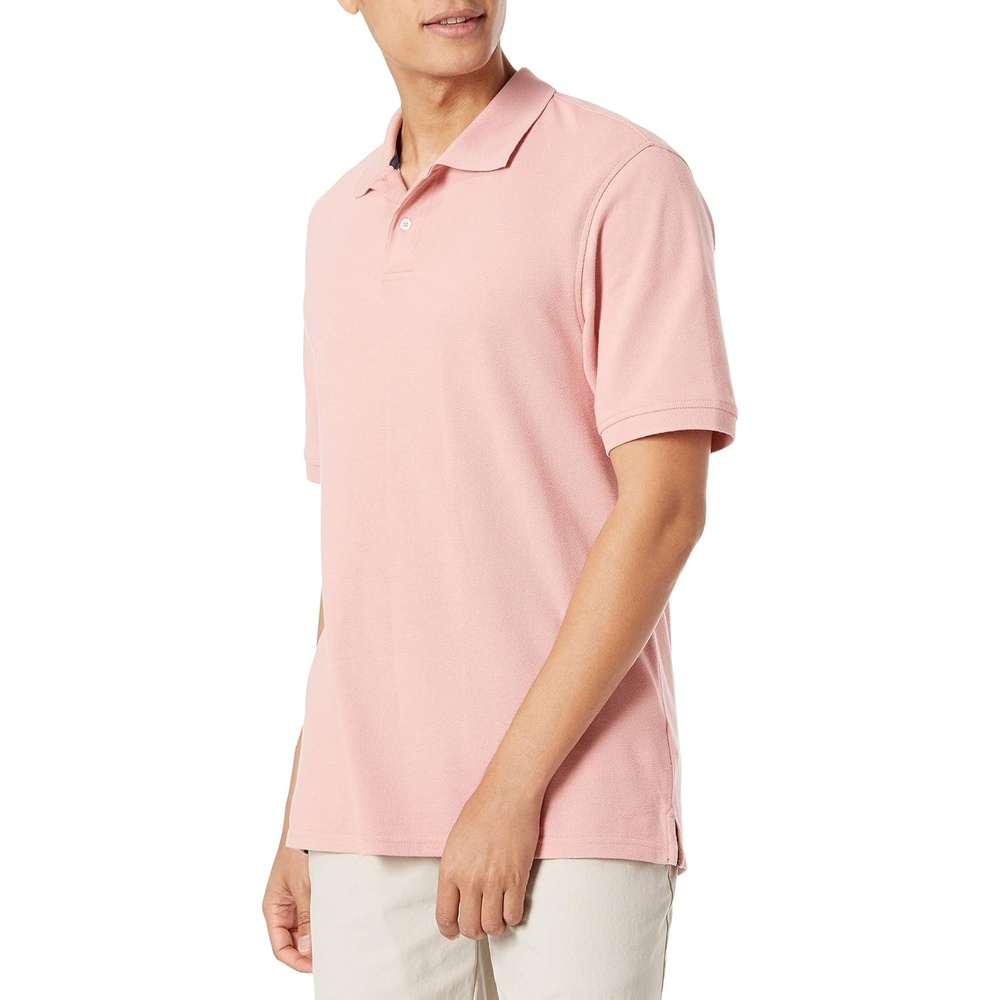 image:imageAmazon Essentials Mens RegularFit Cotton Pique Polo Shirt Short Sleeve Available in Big amp TallPink
