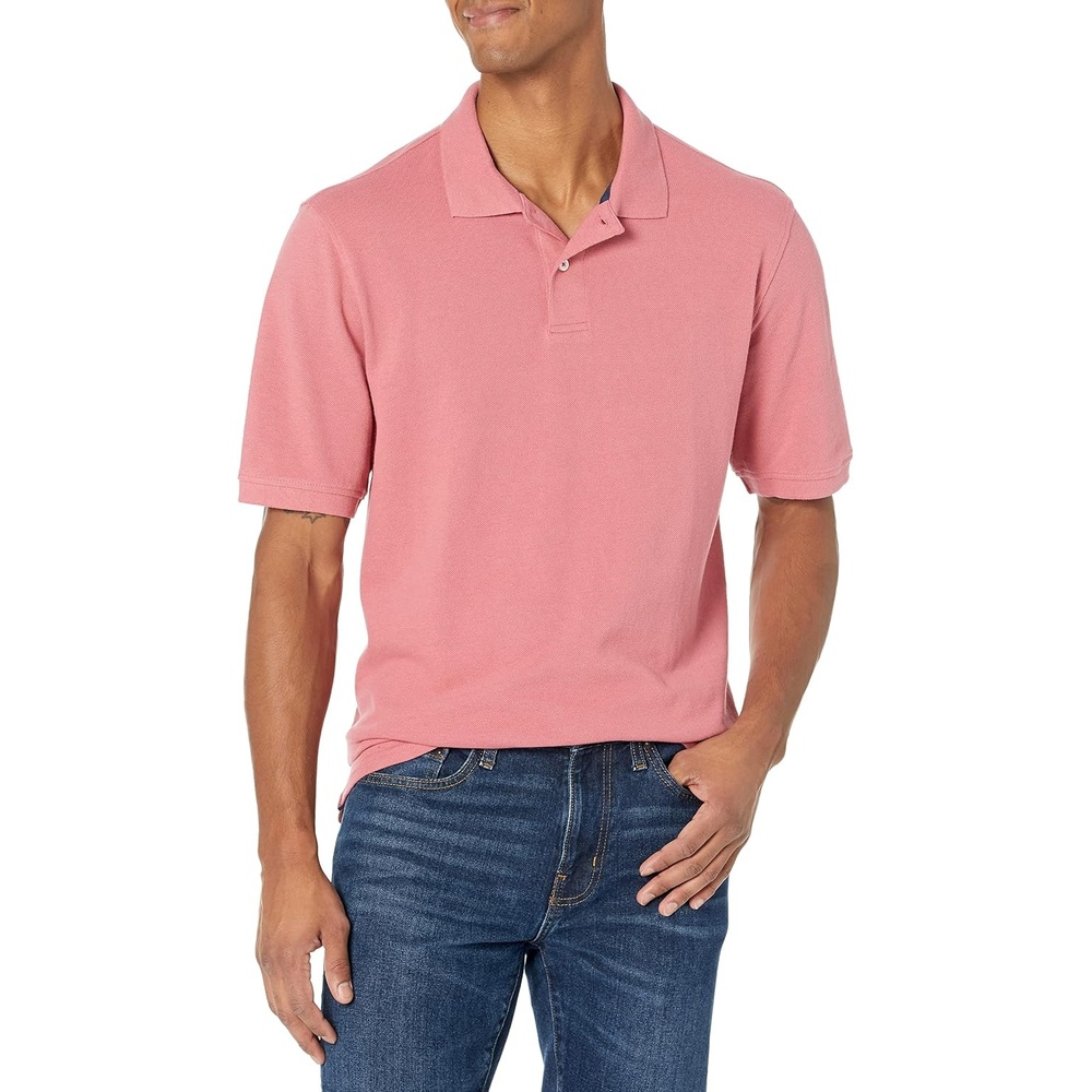 image:imageAmazon Essentials Mens RegularFit Cotton Pique Polo Shirt Short Sleeve Available in Big amp TallWashed Red