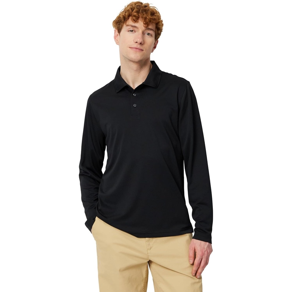 image:imageAmazon Essentials Mens Slim Fit Long Sleeve Quick Dry Golf Polo ShirtAnthracite