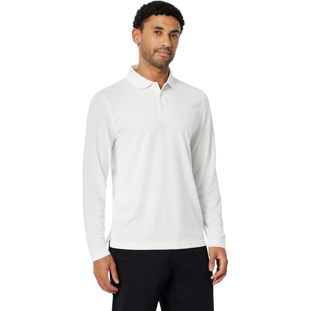 image:imageAmazon Essentials Mens Slim Fit Long Sleeve Quick Dry Golf Polo ShirtWhite
