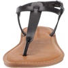 Amazon Essentials Women’s Casual Thong Leather Sandal with Ankle Strap, Wide Width Available(Black)
