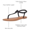 Amazon Essentials Women’s Casual Thong Leather Sandal with Ankle Strap, Wide Width Available(Black)
