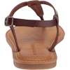 Amazon Essentials Women’s Casual Thong Leather Sandal with Ankle Strap, Wide Width Available(Brown)