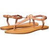 Amazon Essentials Women’s Casual Thong Leather Sandal with Ankle Strap, Wide Width Available(Camel)