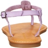 Amazon Essentials Women’s Casual Thong Leather Sandal with Ankle Strap, Wide Width Available(Lavender)