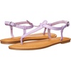 Amazon Essentials Women’s Casual Thong Leather Sandal with Ankle Strap, Wide Width Available(Lavender)
