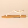 Amazon Essentials Women’s Casual Thong Leather Sandal with Ankle Strap, Wide Width Available(Light Beige)