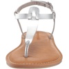 Amazon Essentials Women’s Casual Thong Leather Sandal with Ankle Strap, Wide Width Available(Silver)