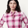 Amazon Essentials Women’s Regular-Fit Long-Sleeve Lightweight Cotton Brushed Flannel Shirt(Fuchsia Shadow Plaid)