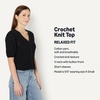 Amazon Essentials Women’s Relaxed-Fit Crochet Short-Sleeve Cardigan(Black)