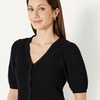 Amazon Essentials Women’s Relaxed-Fit Crochet Short-Sleeve Cardigan(Black)