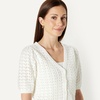 Amazon Essentials Women’s Relaxed-Fit Crochet Short-Sleeve Cardigan(Cream)