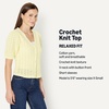 Amazon Essentials Women’s Relaxed-Fit Crochet Short-Sleeve Cardigan(Pastel Yellow)
