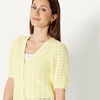 Amazon Essentials Women’s Relaxed-Fit Crochet Short-Sleeve Cardigan(Pastel Yellow)