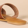 Amazon Essentials Women’s Two Band Slip On Open Toe Fashion Slide Sandal(Tan)