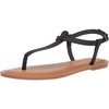 Amazon Essentials Women’s Casual Thong Leather Sandal with Ankle Strap, Wide Width Available(Black)