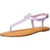 Amazon Essentials Women’s Casual Thong Leather Sandal with Ankle Strap, Wide Width Available(Lavender)