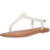 Amazon Essentials Women’s Casual Thong Leather Sandal with Ankle Strap, Wide Width Available(White)