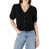 Amazon Essentials Women’s Relaxed-Fit Crochet Short-Sleeve Cardigan(Black)